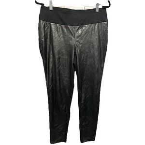 INC International Concepts Black Stretchy Pants Front Faux Leather Women's Sz 12